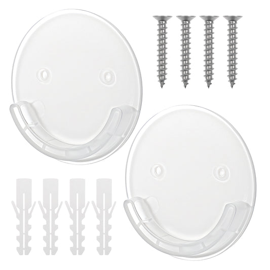 2 Pack Adhesive Shower Curtain Rod Holders for Wall No Drill Shower Rod Holder Tension Curtain Rods Bracket Retainer with Strong Tape and 304 Screws for Gloss Clear Bracket, Rods Not Included