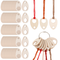 100 PCS Wood Teardrop Bobbins, 1.9x1.4 Inch Wood Thread Drops Cross Stitch Tread Bobbins with Hinged Ring, Woods Cross Stitch Thread Organization with Floss Ring for Craft DIY Sewing Threads Storage