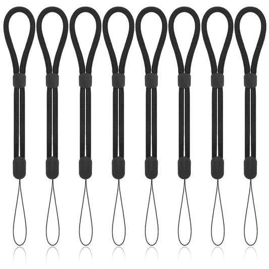 Psiriol 8Pcs Hand Wrist Strap Lanyard, Adjustable Length Wrist Nylon Lanyards Straps for Keys, Phone Cases, Camera, USB Flash Drive, ID Name Tag Badge, Black