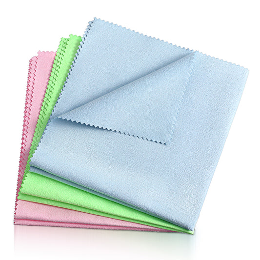 3 Pcs 11.8x11.8inch Soft Microfiber Cleaning Cloth Musical Instruts Instrut Polishing Cloth Universal Clean Cloth Guitar Violin Piano Brass Trumpet Sax Flute, Pink & Green & Light Blue