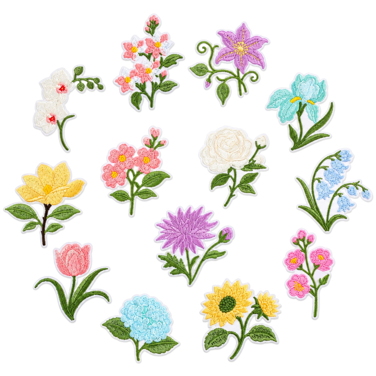 13 PCS Flower Iron on Patches, Flower Embroidery Patches