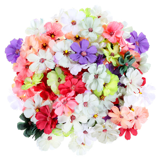 Xthrotsenk 100Pcs Faux Flowers Heads for Crafts Bulk DIY Wreath Flowers Artificial Small Plum Blossom Embellishments Mini Flowers for Wedding Party Home Decoration(Mixed Colors)