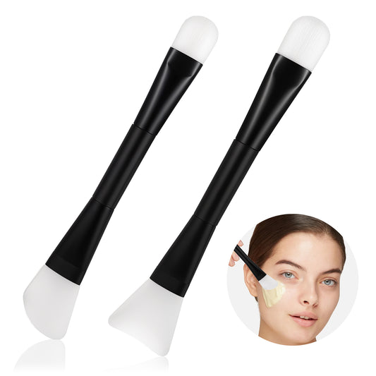2PCS Face Mask Brush Double - Ended Silicone Facial Mud Mask Applicator Brush Silicone Face Mask Applicator for Applying Facial Mask Body Lotion Mask Beauty Tools Makeup Brushes Applicator