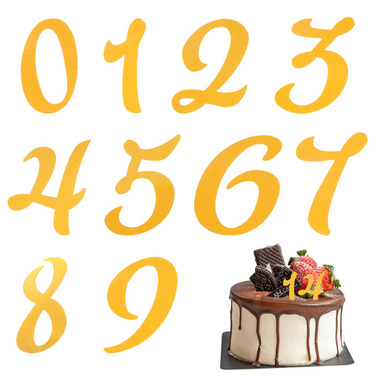 Acrylic 0-9 Numbers, 2.4 Inch Gold Happy Birthday Cake Topper Custom Number Cakes Decoration Cakes Placards for Birthday Wedding Anniversary Christmas Cake Topper Party Supplies (Gold, 20 Pcs)