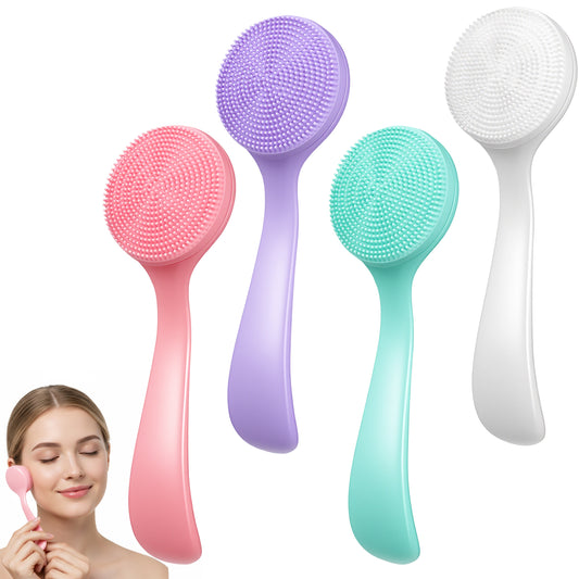 4 Pcs Silicone Manual Facial Cleansing Brush, Soft Face Scrubber Waterproof Exfoliating Brush, Silicone Face Cleaning Scrubber Exfoliator Cleanser for Women Blackheads Makeup Residues Removal