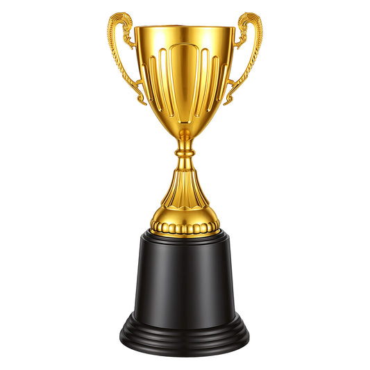 Xelsluthe Mini Plastic Trophies Gold, Mini Trophy Cup, Fun Gold Small Trophy Award Trophies for Winner Prize Sports Tournaments Party Favors Competitions Spelling Bee Props Rewards