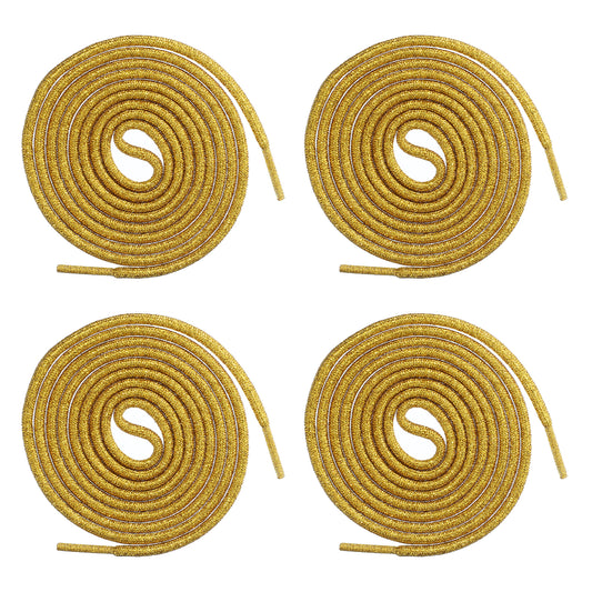 Ezymivs 2 Pairs Round Glitter Shoe Laces, Bling Metallic Gold Shoelace Sparkle Metallic Shoelaces Sequin Shoe Strings for Sneaker Sweatpants Hoodies Accessories