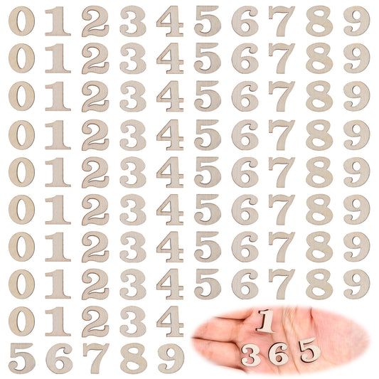 200Pcs Wooden Numbers for Arts Crafts DIY Decoration Displays, 15mm 0 to 9 Mixed Small Wooden Number Blocks for Decor Early Educational Learning Toys Games
