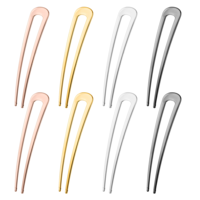 8 PCS French Hair Pins Simple Metal U Shaped Hairpins Vintage French Twist Hair Fork 2 Prong Sticks for Chignons Wedding Updo Hairstyles and Top Knots (Gold, Silver, Rose Gold, Black)