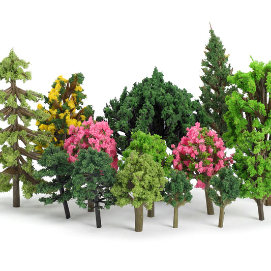 23 Pcs Model Trees Mixed Model, 1.02"-2.68" Colourful Miniature Trees Diorama Supplies Building Train Scenery Architecture Fake Tree for DIY Crafts, Building, Scenery Landscape