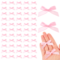 Pink Bows, 100Pcs 2 Inch Satin Mini Bows for Crafts, Premade Pink Ribbon Bow for DIY Sewing Crafts Basket Wedding Birthday Gift Wrapping Christmas Party Scrapbooking Decorations