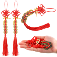 2PCS Feng Shui Good Luck Charms, Metal Gourd with 5 Coins, Chinese Knot Tassel Good Luck Gifts, Bring Wealth, Health and Peaceful for Cars, Furniture, Bags, Homes, and Offices