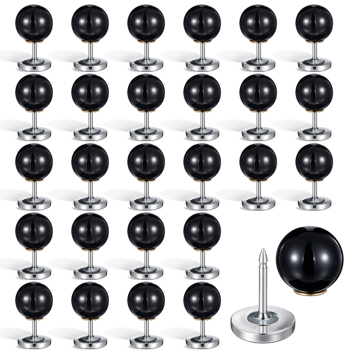 30 Sets No Sew Black Pearl Buttons Brooch Pins Pearl Buttons for Clothes, Pearls Rivets No Tools Detachable and Reusable, Black Safety Pins for Dresses, DIY Clothing Accessories Craft Decoration