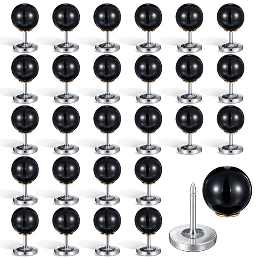 30 Sets No Sew Black Pearl Buttons Brooch Pins Pearl Buttons for Clothes, Pearls Rivets No Tools Detachable and Reusable, Black Safety Pins for Dresses, DIY Clothing Accessories Craft Decoration
