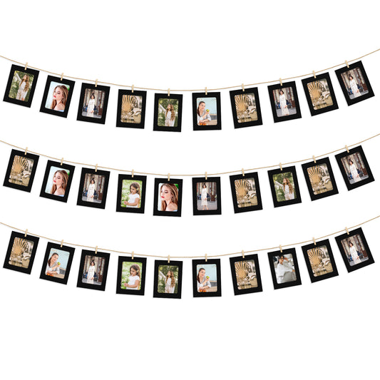 Photo Display Board Hanging Picture Frames with Wooden Clips and String