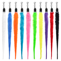 Cat Worm Toy Refills, 10 Pieces Cat Wand Attachments Worms Toy Interactive Furry Tail Worm with Bells for Indoor Cats