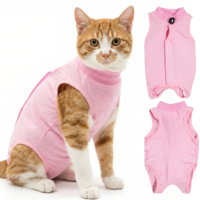 2PCS Cat Spay Recovery Suit Female,Breathable Cat Onesie for Cats After Surgery Spay Kitten Surgery Recovery Suit Female Cone of Shame Alternative for Cats Anti Licking for Anti Licking Wounds(Pink,M)