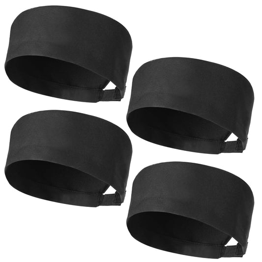 KALIONE 4 Pack Unisex Chef Hats, Chef Beanie Caps for Men, Flat Top Sushi Beanie for Adult, Adjustable Kitchen Cooking Caps with Breathable Mesh Top (Black)