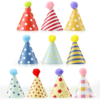 10PCS Mini Birthday Hats for Stuffed Animals Dog Cat Mini Party Hats with Pom Poms Cute Small Stuffed Animal Birthday Party Hat for Kittens Rabbits, Small Dogs