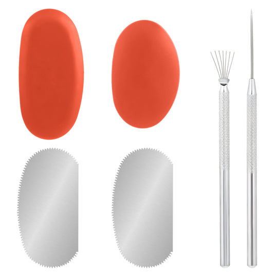 2 Sizes Metal Ribs for Pottery 2 Sizes Rubber Pottery Clay Ribs and 2pcs Clay Needle Tool for Sculpting Texturing Artists Modeling Potter