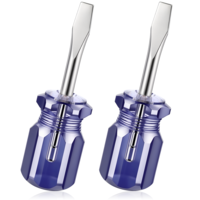 2 Pcs Mini Stubby Screwdriver, Short Tip Slotted Screwdriver Stubby Magnetic Flat Head Pocket Short Screwdrivers for DIY Repairing, Small Flathead Screwdrivers for Tight Spaces (Blue)