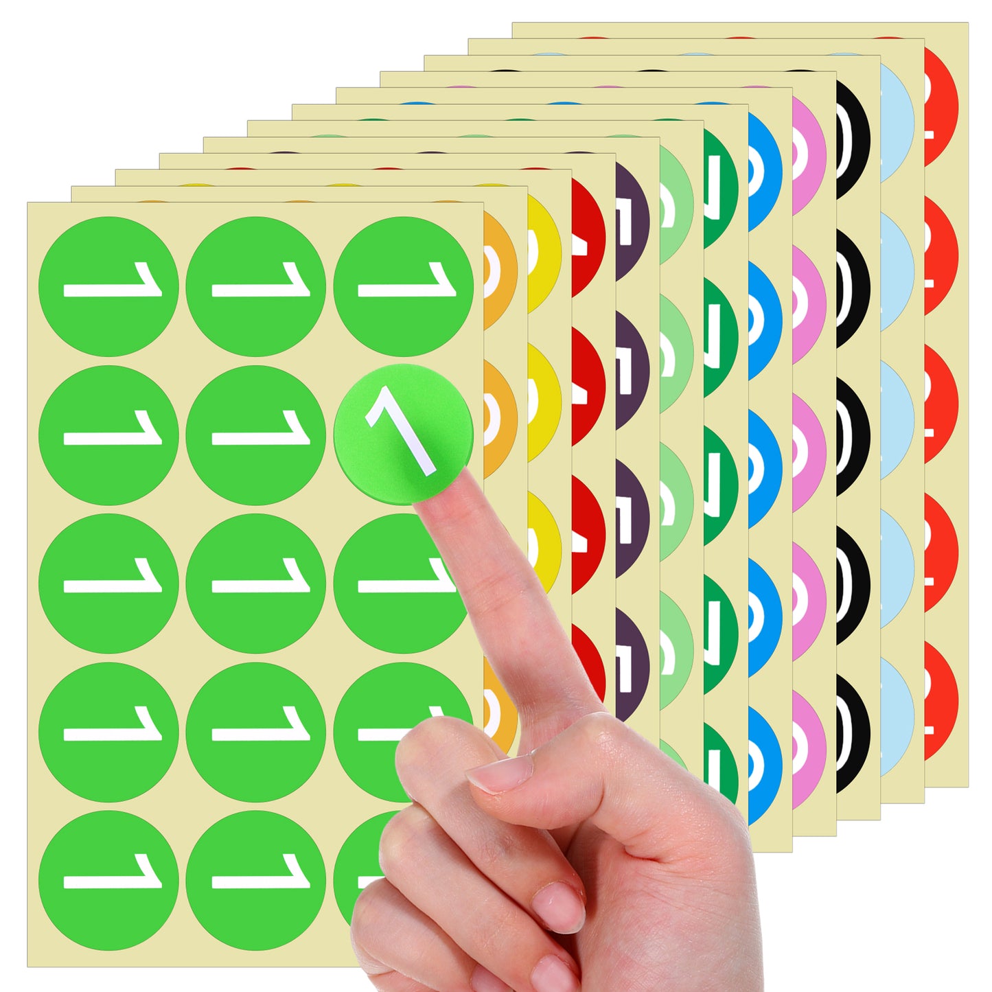 180 Pcs Self Adhesive Number Stickers 1-12, 12 Sheets 1.2" Consecutive Numbers Stickers, Colorful Small Round Removable Labels for Inventory Storage Machines Equipment Lockers (Each Number Per Sheet)