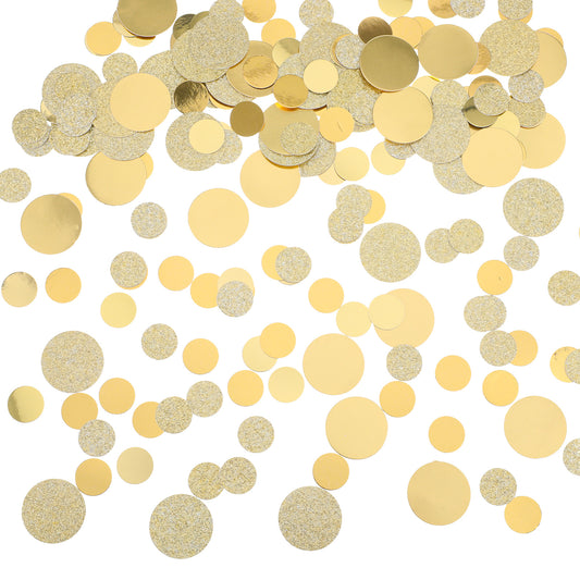 200PCS Round Gold Confetti, Gold Confetti for Tables, Glitter Scatter Table Decoration, Golden Circle Confetti-Dots, Metallic Paper Golds Tables-Confettis for Party, Wedding, Birthday (2 Styles)