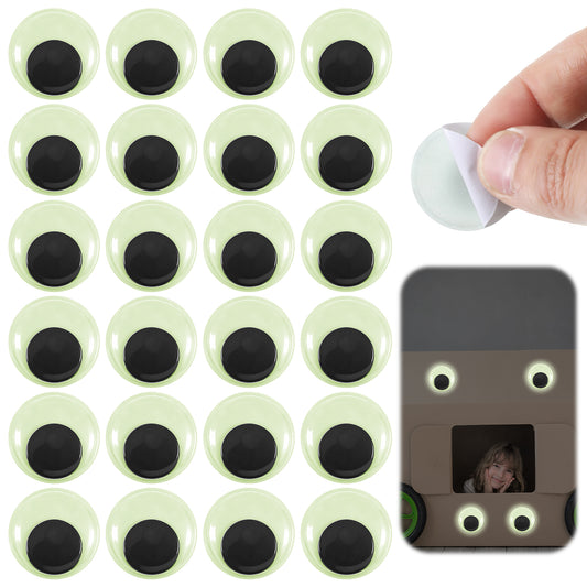 Googly Eyes Self Adhesive, 24 Pcs 1 Inch Glow in The Dark Eyes Stickers Small Luminous Wiggle Googly Eye for DIY Crafts Scrapbooking Decoration
