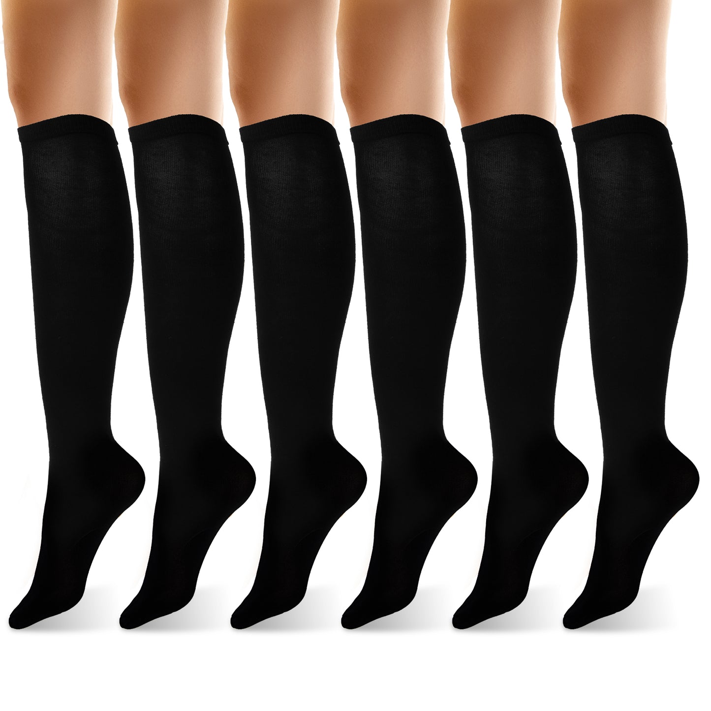 Skrfren Women's Knee High Socks Black, Knee Socks Cotton Tall Sock Long Tube Boot Sock Women's Knees High Athleticsock, Thin Cotton Blend Trouser BootSock for Casual Outdoor Sport, Black