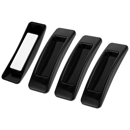 Xthrotsenk 4 Pcs Black Adhesive Door Handles, Self-Stick Instant Cabinet Drawer Handle Black Multipurpose Cabinet Knobs Helper, Plastic Stick on Cabinets Handles for Door, Window, Wardrobe