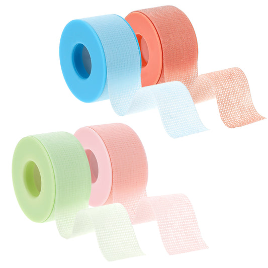 4Pcs Lash Tape for Eyelash Extensions 0.98 Inch X 9.8 Yards Lash Extension Tape Fabric Tape Breathable Lash Tape Microporous Makeup Tape Auxiliary Tools(Purple, Blue, Pink, Green)