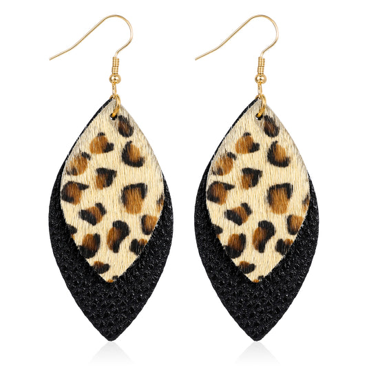 Leopard Print Earrings for Women Faux Leather Teardrop Dangle Earrings Cheetah Print Earrings Animal Print Earrings Soft Lightweight Leopard Water Drop Dangle Earrings Jewelry for Women Girls