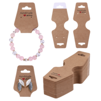 100Pcs Bracelet Display Cards, 4.7x1.7 inch Necklace Display Cards Self Adhesive Brown Jewelry Holder Cards Kraft Paper Necklace Cards for for Jewelry Display Selling