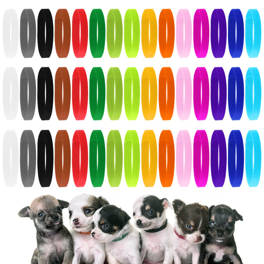 45 Pieces Puppy Whelping Collars Whelping Newborn Pet Collars Double-Sided Newborn Pet Identification Bands Puppy Id Collar Adjustable Puppy Collars for Pet Puppy Kitten, 15 Colors