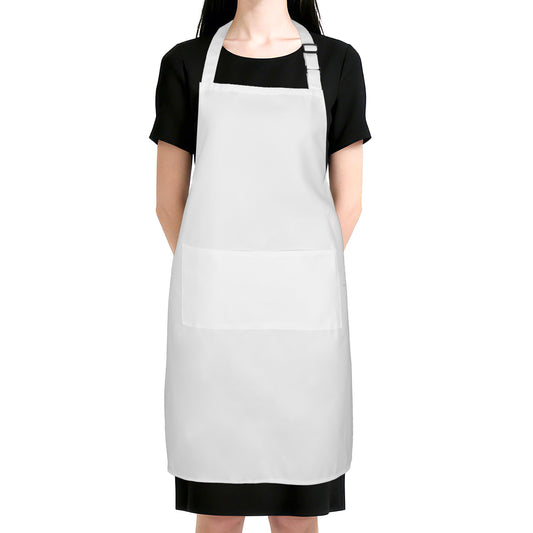 Jxiwfvl White Chef Apron for Men Women with Pockets, Water Resistant Kitchen Cooking Apron Adjustable Bib Aprons for Halloween, Cooking, Crafting Painting Crafting and More