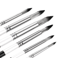 Round Pointed Tip Paint Brushes Set, 6 Pcs Round Watercolor Paint Brushes Artist Paintbrushes for Acrylic Watercolor Oil Painting Nylon Hair Art Paint Brush for for Beginners and Professionals