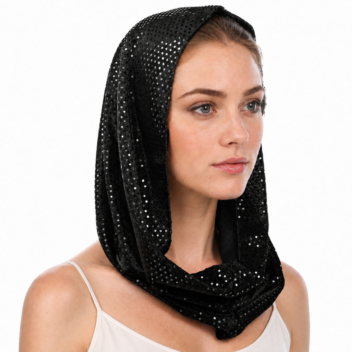 Ezymivs Sequin Rave Hood, Fashion Head Scarf Festival Outfit Raves