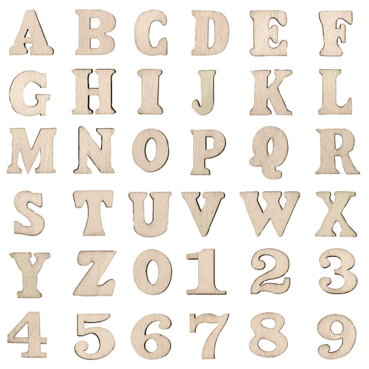 204 Pcs Small Mini Wooden Letters, Unfinished Wood Alphabet Letters Decoration Wooden Numbers for Arts, Crafts, DIY Decoration Displays