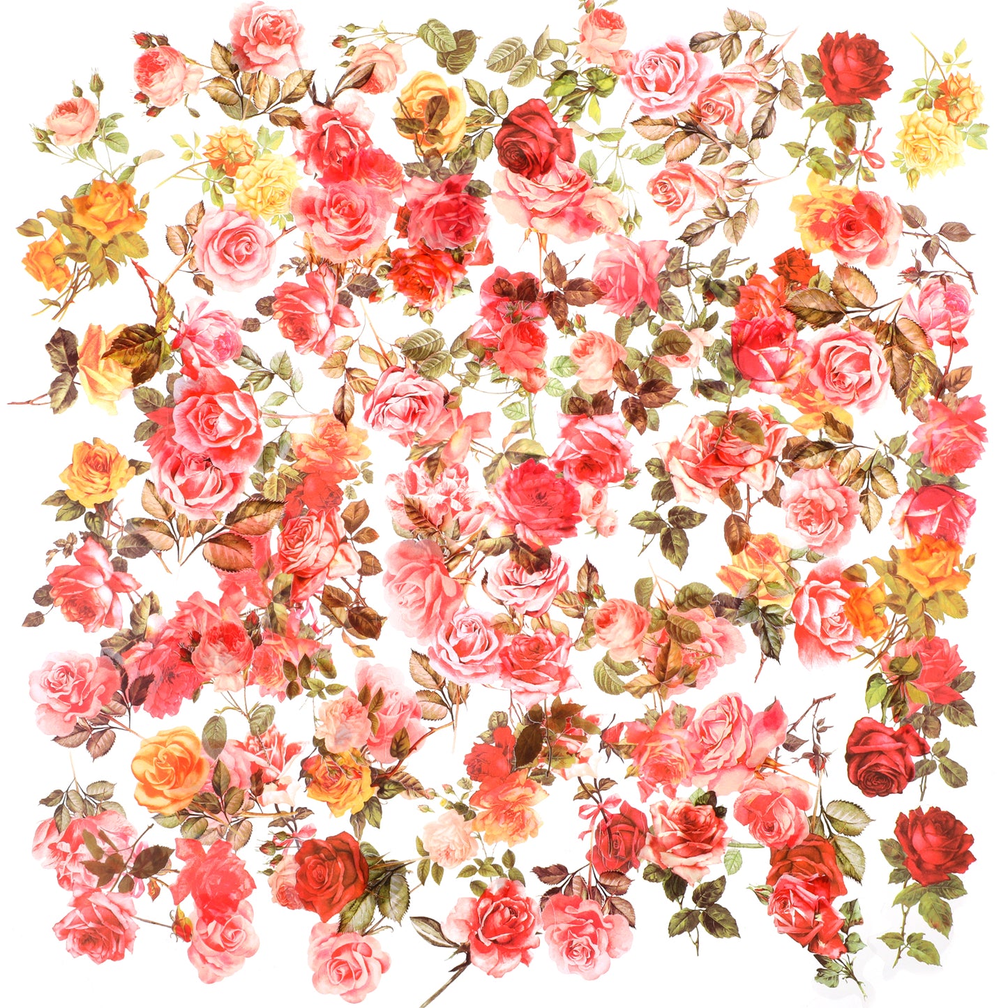100 PCS Small Rose Stickers Vintage, Waterproof Clear Floral Decals Roses and Books Flower Scrapbooking Sticker Romantic Stickers for Scrapbook,Journals,Envelope,Valentine's Day Gifts (Colourful-4)
