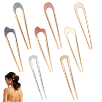 U Shaped Hair Pin, 8 Pcs Vintage Hair Fork Metal French Hair Pin Elegant French Pins Hair High Quality French Hair Pins for Thick Hair Hairpin Long Hair Pins for Women Girls (3 Styles, 5 Colors)