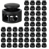 Trinkrittey 60 Pcs Plastic Cord Locks Heavy Duty Double Hole Cord Locks Double Hole Drawstring Stopper Fastener for Drawstring Shoelaces Clothing Paracord Pants