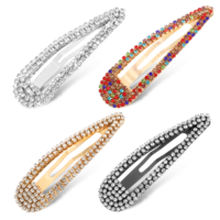 4PCS Rhinestone Hair Clips, Crystal Hair Barrettes, Bling Metal Snap Duckbill Hairpins, Water Drop Crystal Hair Barrettes, Sparkle Hair Accessories for Women