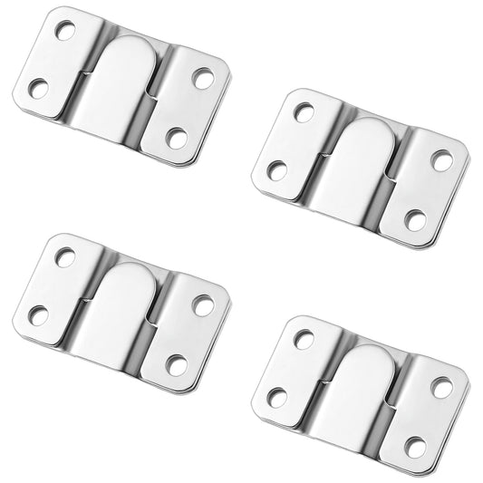 4 Pairs Interlocking Flush Mount Bracket Stainless Steel Headboard Wall Mounting Brackets 56 x 30mm Interlocking Heavy Duty Picture Hanging Hooks Furniture Connector