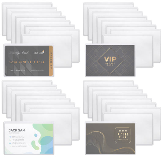 40 PCS Clear Self Adhesive Pockets 3.7x2.36 Inch Label Pockets Self Adhesive Business Card Sleeves Index Card Holder Plastic Pocket for Planners, Organizing, Protecting