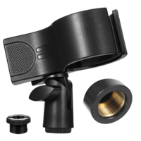 Universal Microphone Holder for Mic Stand, Adjustable Microphone Clip Comes with 5/8" Male To 3/8" Female Adapter Mic Holder for Most Condenser and Wireless