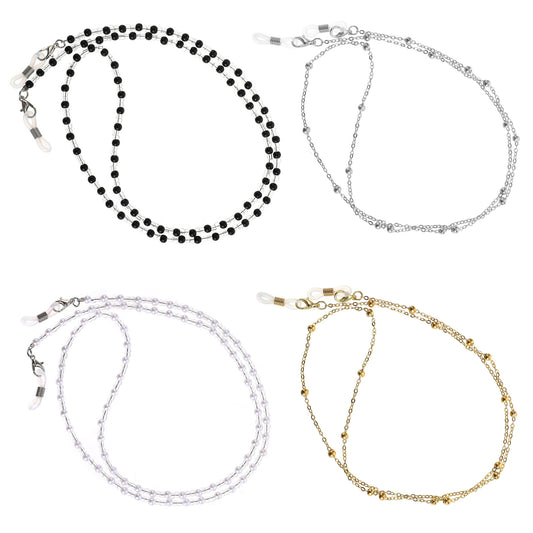 Psyqtsuary 4 Pcs Eyeglasses Chains Beaded Strap Women's Eyeglass Chains Eyeglasses Strap Eye Glasses Holders Around Neck Glasses Chain for Women Lanyard Women's Gifts Eyewear Retainer Chain
