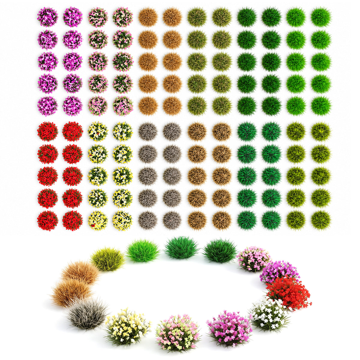 Zyghjort Mini Flowers for Crafts, 120 Pcs Colorful Static Grass Tufts