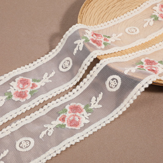 White Lace Ribbon, 10 Yard Delicate Cotton Embroidery Ribbon Narrow Elastic Laces Trim Pleated Edge White Laces Ruffle Trims Vintage Lace Trim Thin for Crafting,Wedding Decor,Making Sewing Craft
