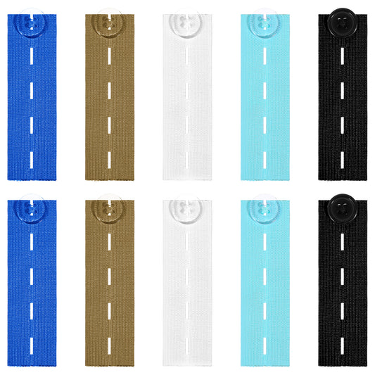 Xthrotsenk 10 Pcs Elastic Waist Extenders for Pants Elastic Waistband Extenders Adjustable Button Extenders Pregnancy Pants Extender Pant Belt Extender for Women Men Jeans(5 Colors)