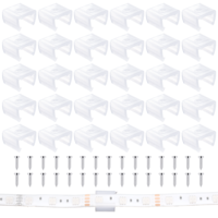 30 Pcs Waterproof LED Strip Mounting Clip Holder, Mounting Bracket Fixing Clip fit 12mm to 14mm Silicone LED Strip Lighting, Translucent